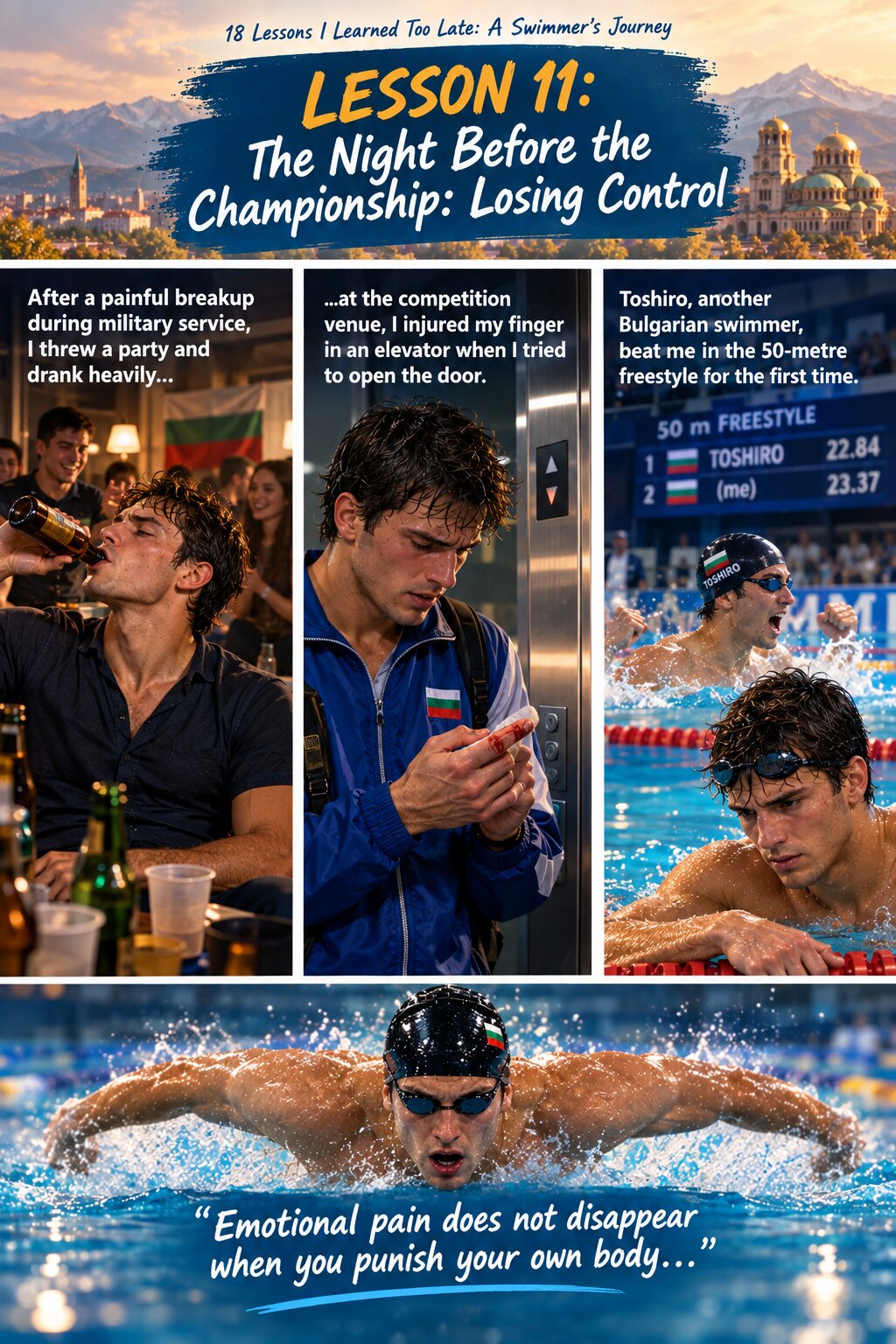 Illustrated Lesson 11 from Valentin Milkov’s swimming journey, Losing Control