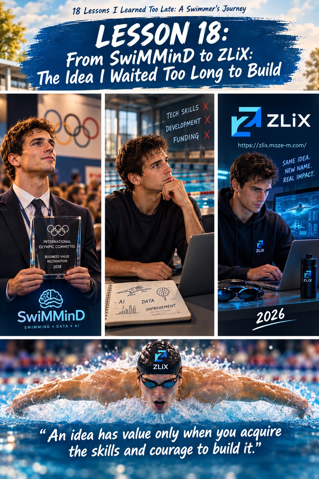 Illustrated Lesson 18 from Valentin Milkov’s swimming journey, From SwiMMinD to ZLiX
