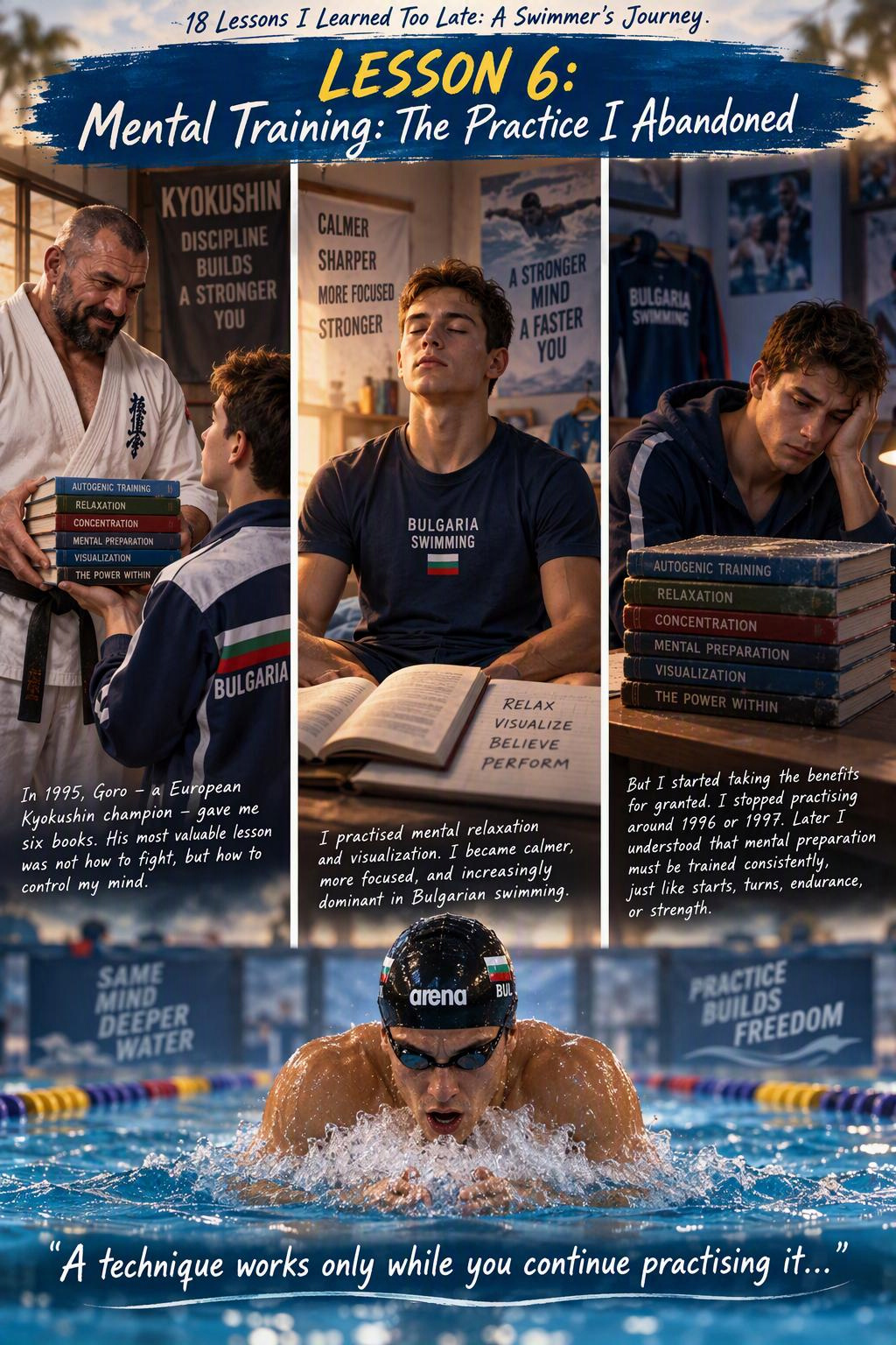 Illustrated Lesson 6 from Valentin Milkov’s swimming journey, Mental Training